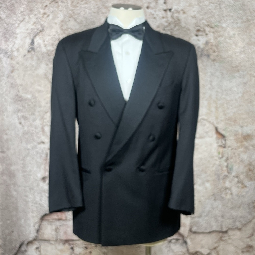 Hugo Boss Tuxedo Wool Blazer Armstrong Blues Double Breasted Black Jacket Sz 40R